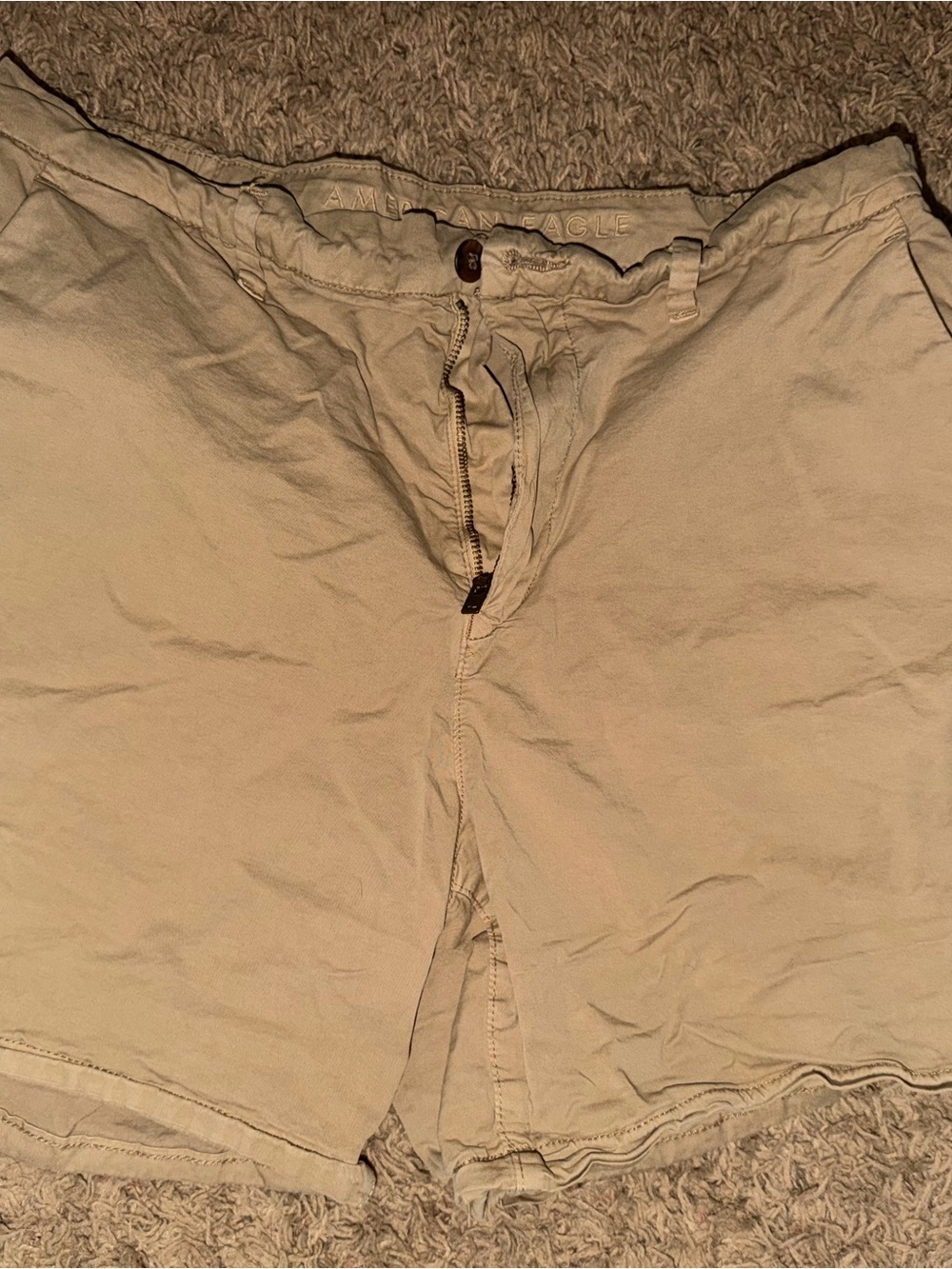 American Eagle Outfitters khaki Flat-Front Cotton Shorts